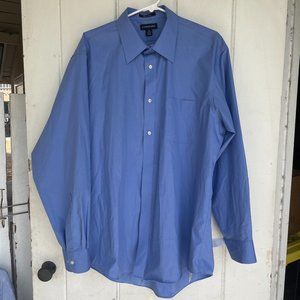 Lands' End Men's Dress Shirt button-down blue